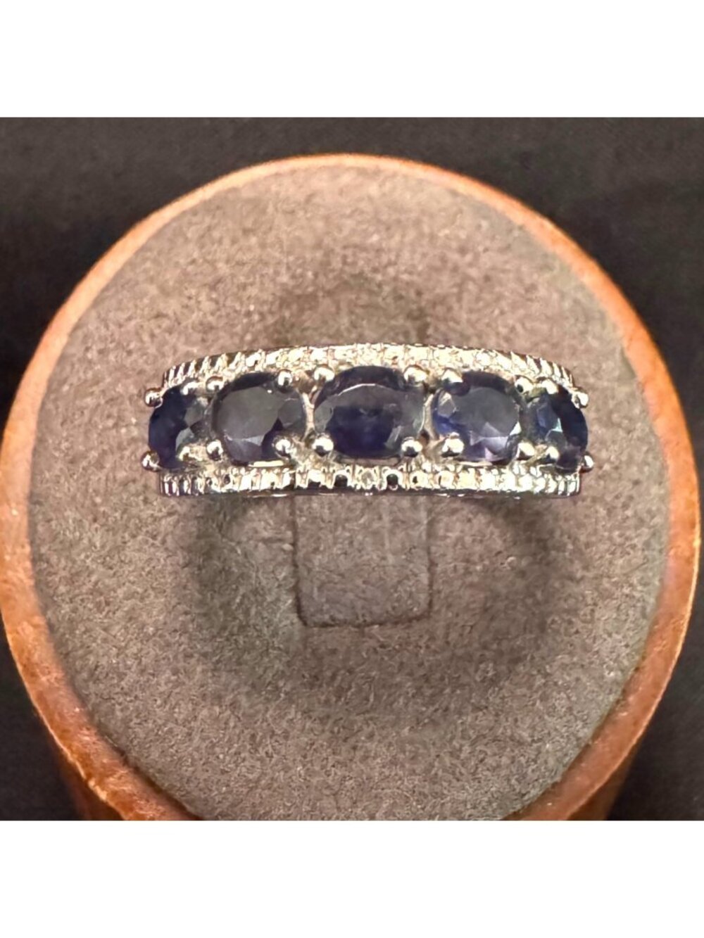 Solid Sterling Silver 925 Dark Tanzanite Prong Set Tapered Band Ring Size 8